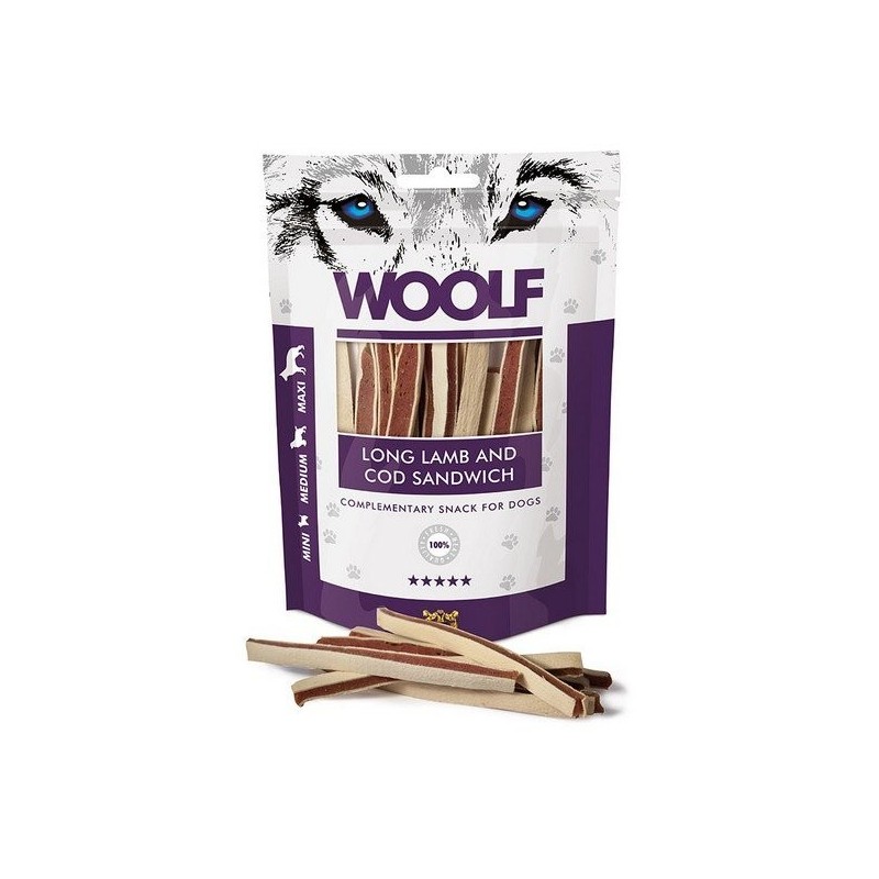 Woolf - Soft Lamb & COD Sandwich Long 100g - Wołowina z dorszem